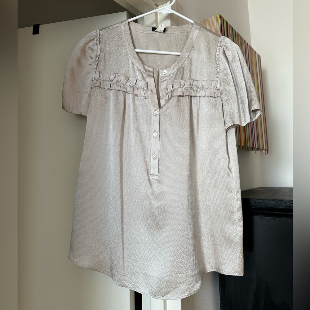 J. Crew Light Beige Blouse with Button Accents